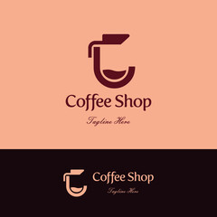 Initial letter L for Coffee shop and store logo concept with fluid icon and teapot