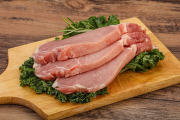 Raw pork steak for cooking