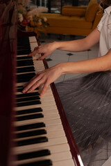Fototapeta premium Hands of a pianist. Professional musician. Preparation for a musical concert. Classical music.