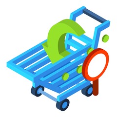 Online shopping icon. Isometric illustration of online shopping vector icon for web