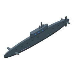 Military submarine icon. Isometric of military submarine vector icon for web design isolated on white background