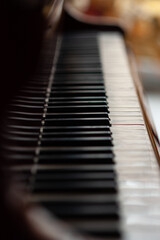 Piano. Close-up keys.  Selective focus