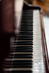 Piano. Close-up keys.  Selective focus