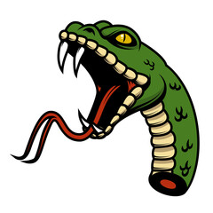 Illustration of Severed head of a snake isolated on white. Design element for logo, label, sign, emblem, poster, t shirt. Vector illustration