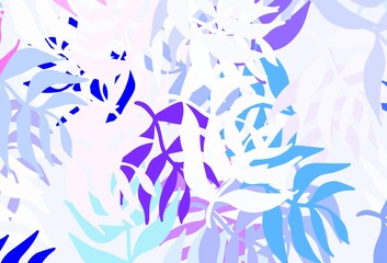 Light Blue, Red vector elegant wallpaper with leaves.