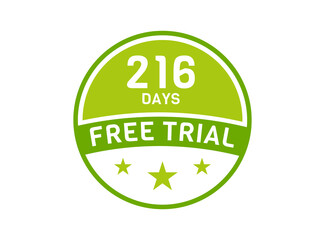 216 days free trial. 216 day Free trial badges