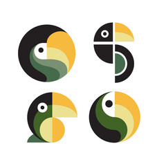 Toucan macaw bird logo design set © hudasaktian
