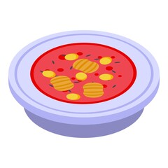 Chestnut tomato soup icon. Isometric of chestnut tomato soup vector icon for web design isolated on white background