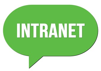 INTRANET text written in a green speech bubble