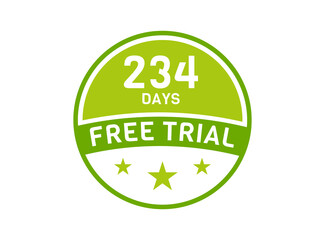 234 days free trial. 234 day Free trial badges