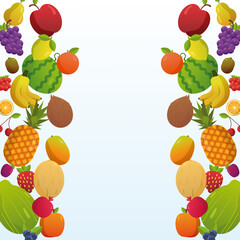 set of fresh delicious fruits frame