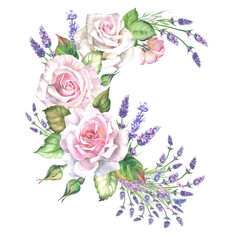 pink roses with lavender