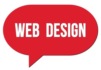 WEB  DESIGN text written in a red speech bubble
