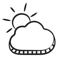 
Partly cloudy weather icon in doodle design 
