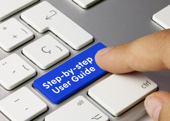 Step-by-step User Guide - Inscription on Blue Keyboard Key.
