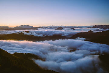 Sea of clouds in the mountains