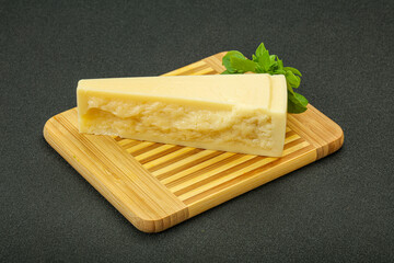 Hard parmesan cheese served basil