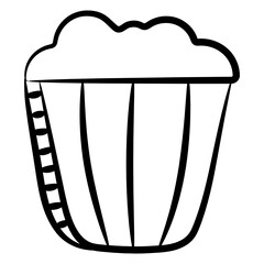
Baked kernels in cup depiction of popcorn icon in doodle design 
