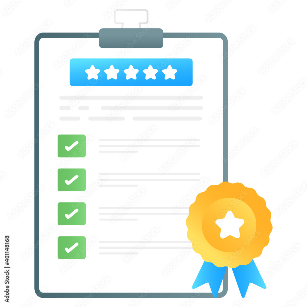 Canvas Prints flat gradient vector of quality assurance, checklist rating report