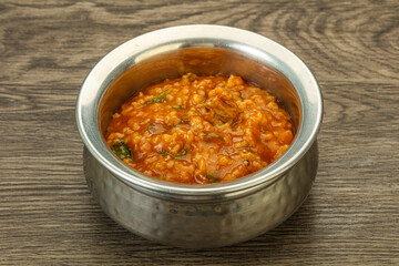 Traditional Georgian Kharcho soup with meat