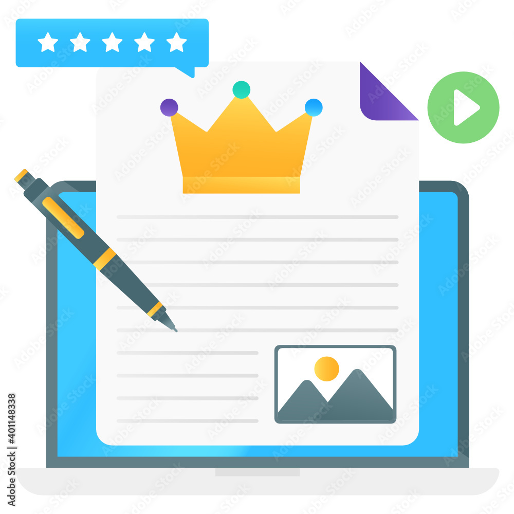 Poster gradient vector of premium content, website rating concept