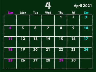 2021年4月カレンダー