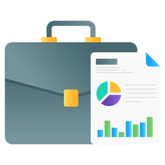 
A business case for holding loose papers, flat gradient style 
