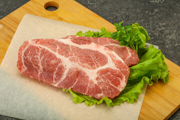 Raw pork meat neck steack
