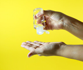 disinfection alcohol gel on hands 
