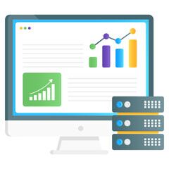 
Datacenter with graph, big data gradient conceptual icon
