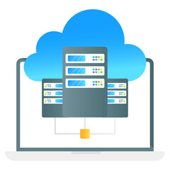 
Gear with data center, gradient icon of server control 
