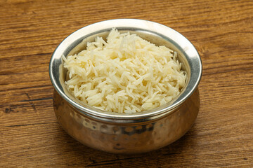 Steamed basmati rice in the bowl
