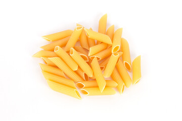 A pile of italian macaroni on white background