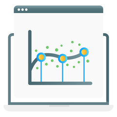 
Dot plot chart inside web, regression analysis in flat gradient concept icon 
