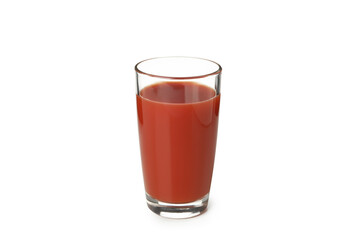 Glass of tomato juice isolated on white background