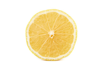 Lemon slice isolated on the white background, macro close up