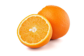 Fresh fruits: Oranges isolated on the white background, macro close up