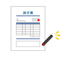 請求書のベクターイラスト　書類　判子　