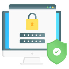 
Secure login gradient vector, web page with security shield 
