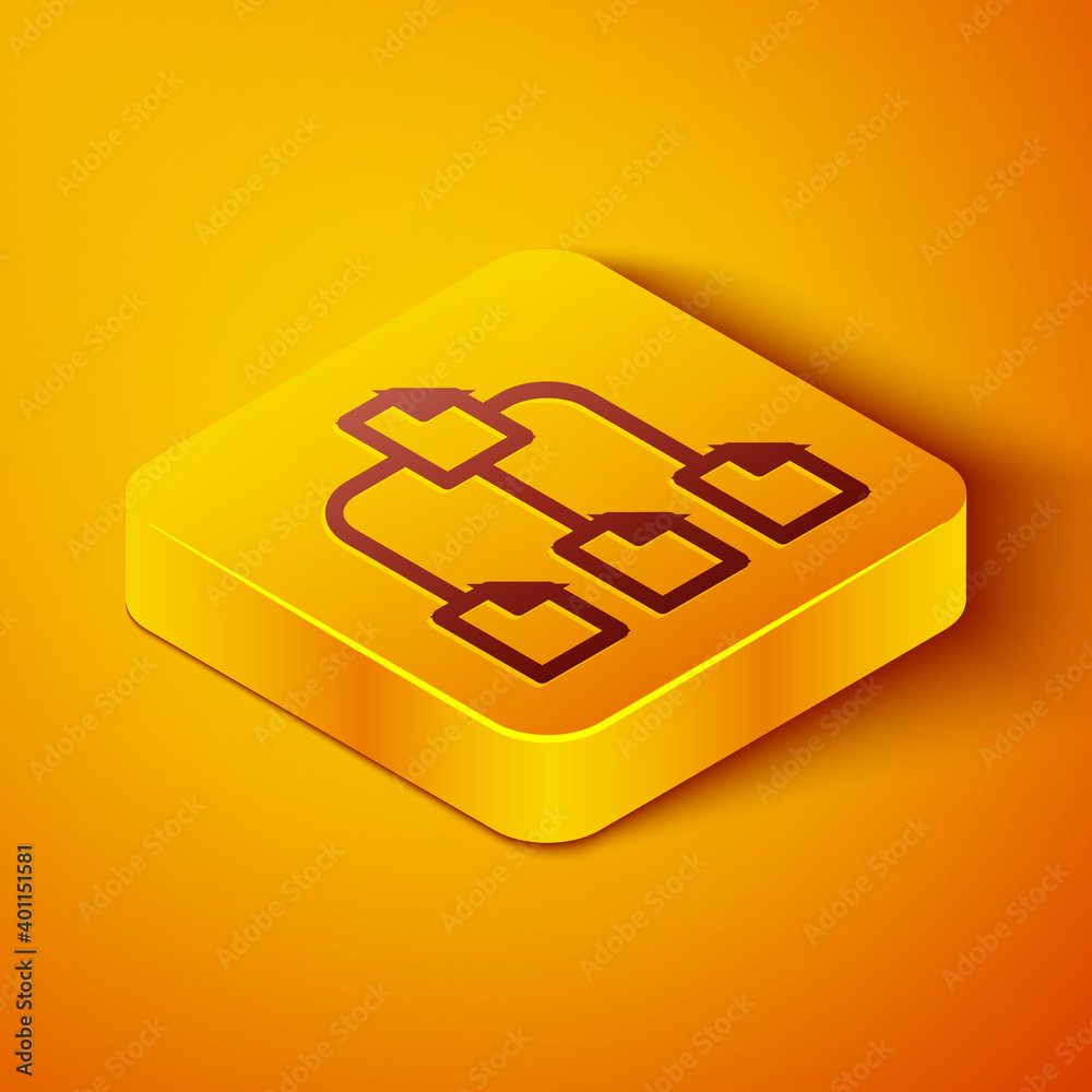 Aufkleber isometric line folder tree icon isolated on orange background. computer network file folder organiza