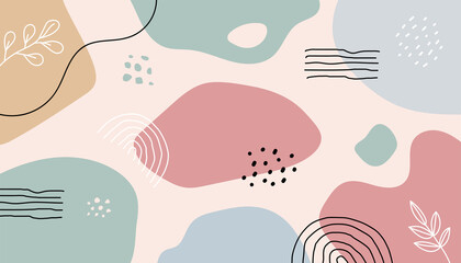 Wallpaper background with abstract shapes, hand drawn in pastel colors. Eps10 vector.
