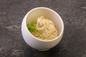 Vegan food - hummus with olive oil