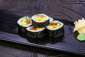 Japanese roll maki with vegetables