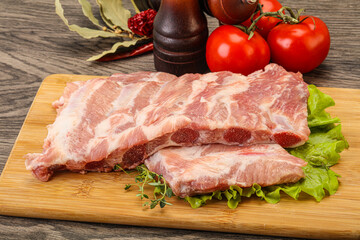 Raw pork ribs for cooking