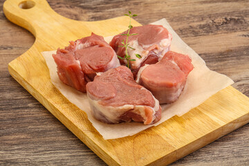 Raw pork tenderloin for cooking