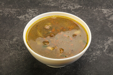 Lentil soup with chicken and vegetables