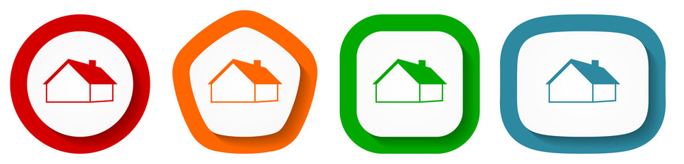 House and real estate concept vector icon set, flat design buttons on white background