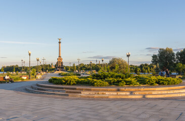 Fototapeta premium Yaroslavl, view of the monument in honor of the millennium of Yaroslavl, photo was taken on a sunny summer day