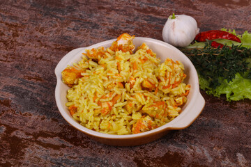 Traditional Pilaf with chicken and carrot