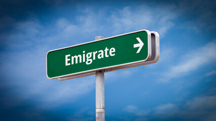 Fototapeta premium Street Sign to Emigrate